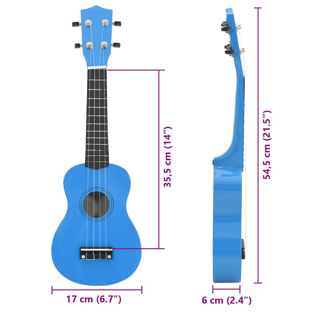 ukulelesæt med taske til børn 21" babyblå