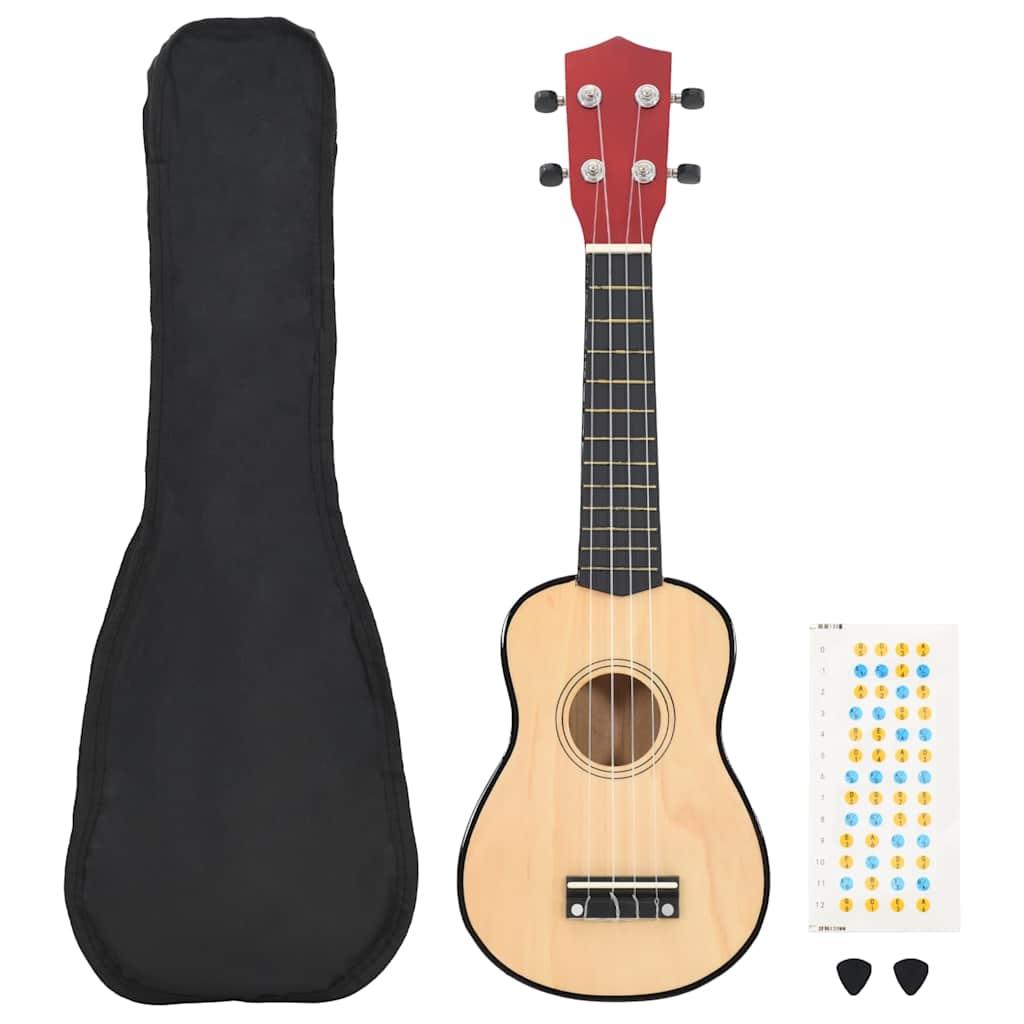 ukulelesæt sopran med taske til børn 23" lyst træ