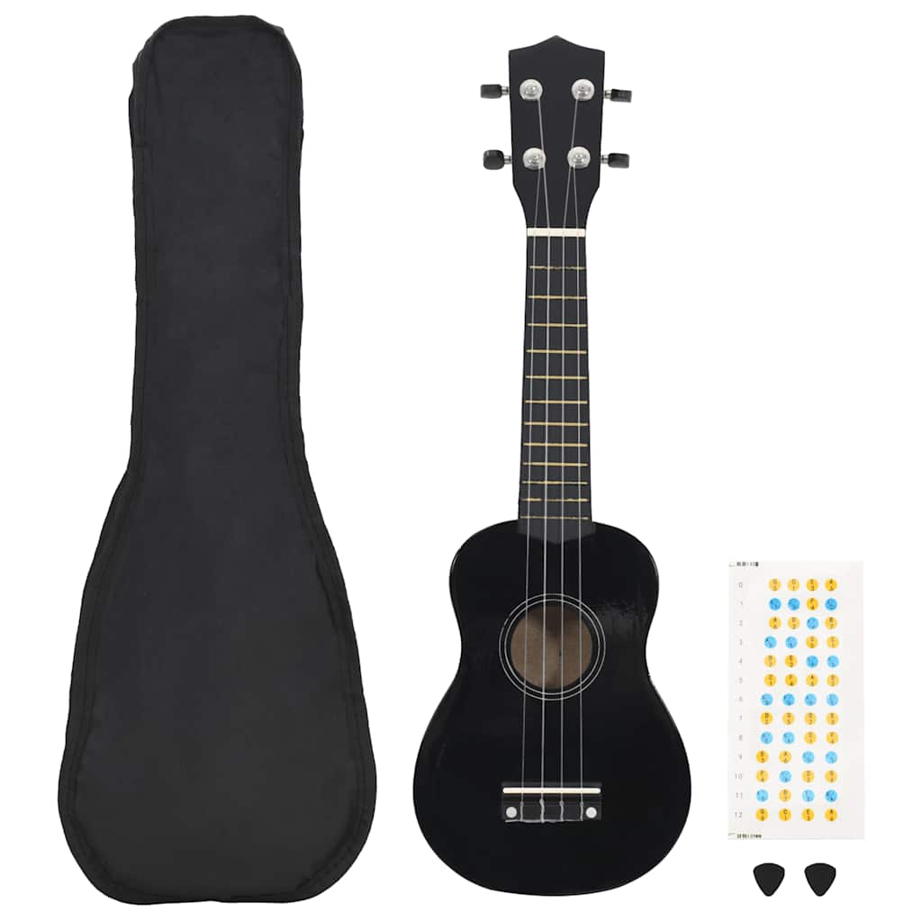 ukulelesæt med taske til børn 23" sort