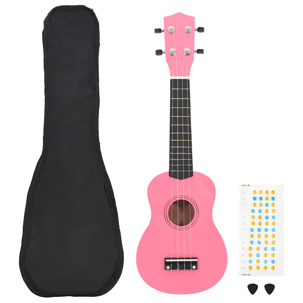 ukulelesæt med taske til børn 23" pink