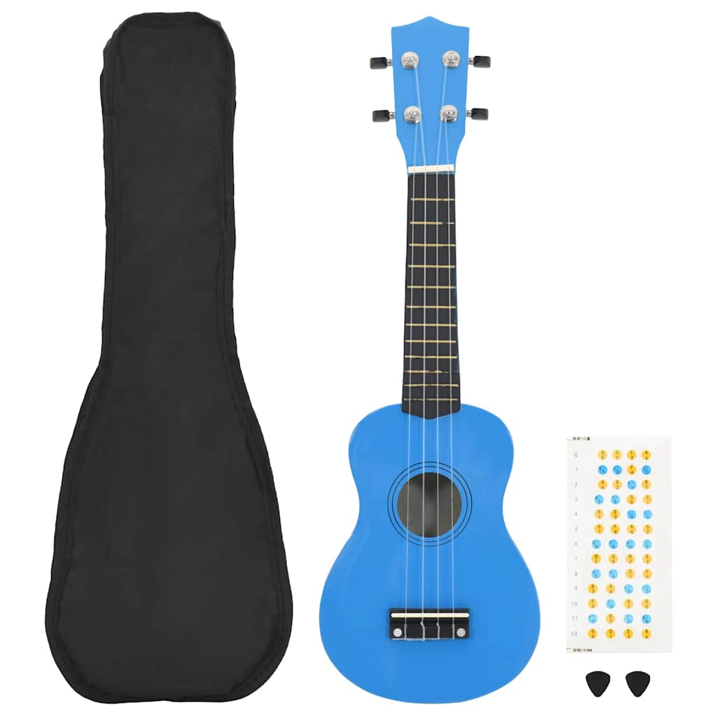 ukulelesæt med taske til børn 23" babyblå
