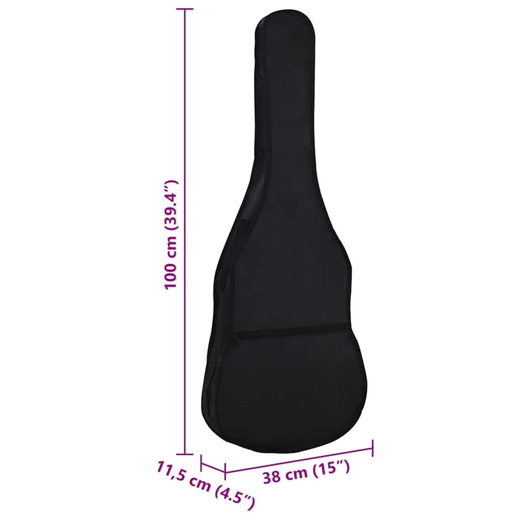 guitartaske til 4/4 (39") klassisk guitar 100x37 cm stof sort