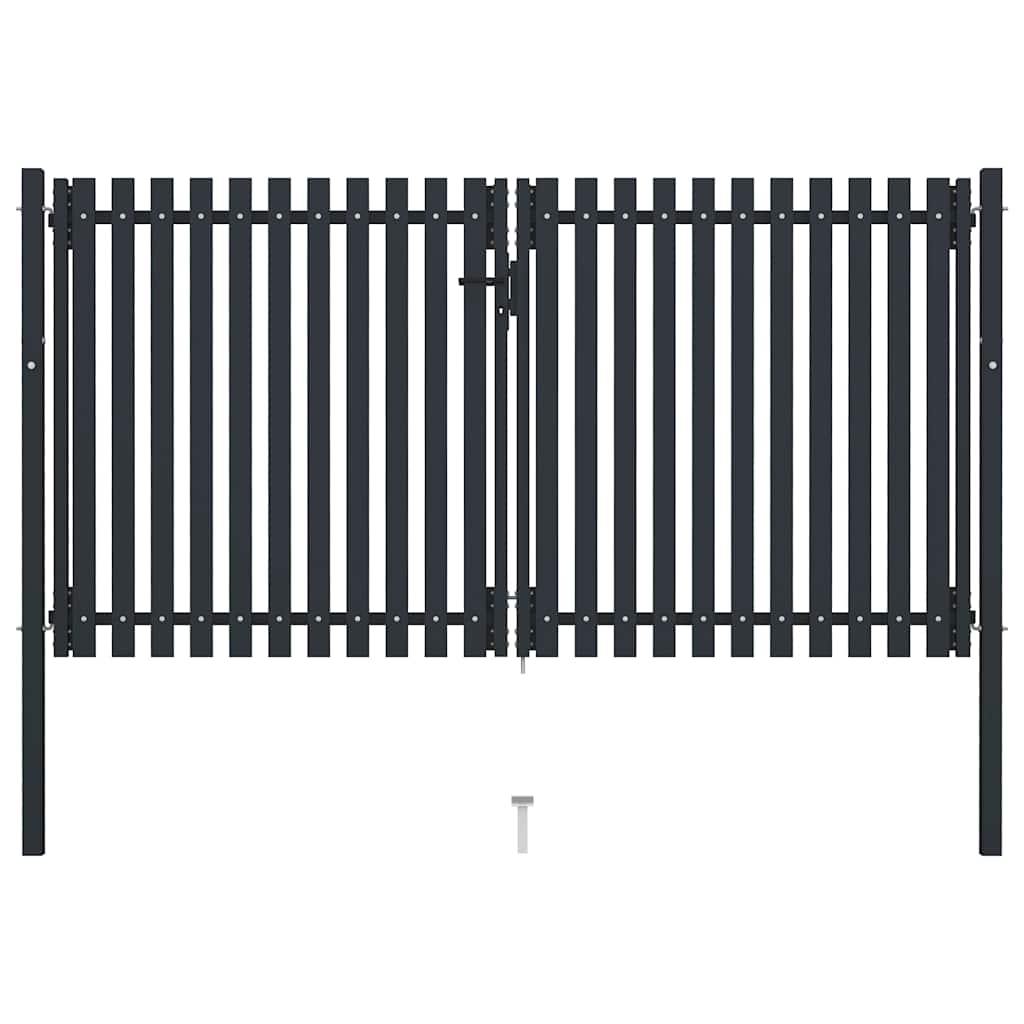 dobbeltdørshegnslåge stål 300x150 cm antracitgrå