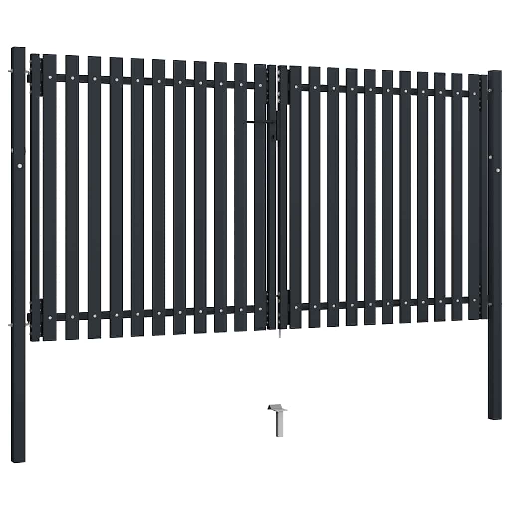 dobbeltdørshegnslåge stål 300x175 cm antracitgrå