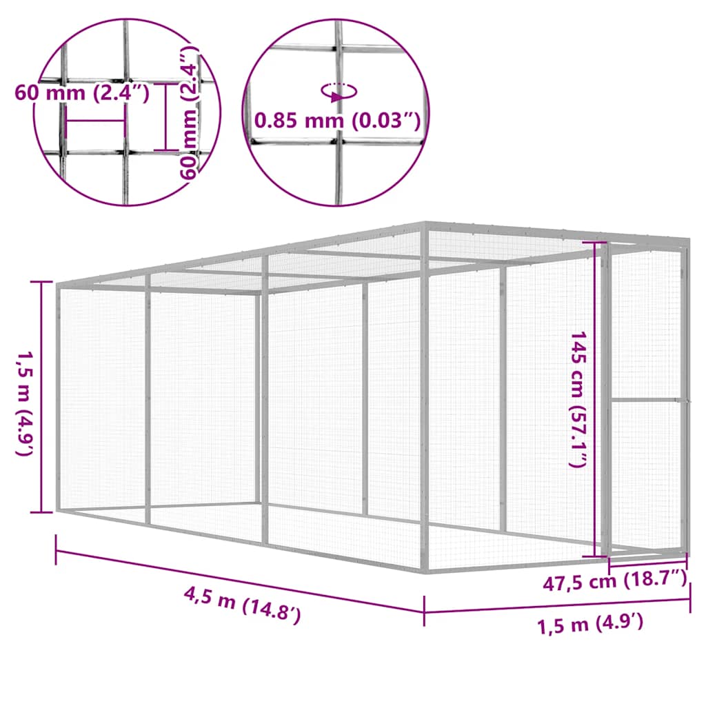 kattebur 4,5x1,5x1,5 cm galvaniseret stål