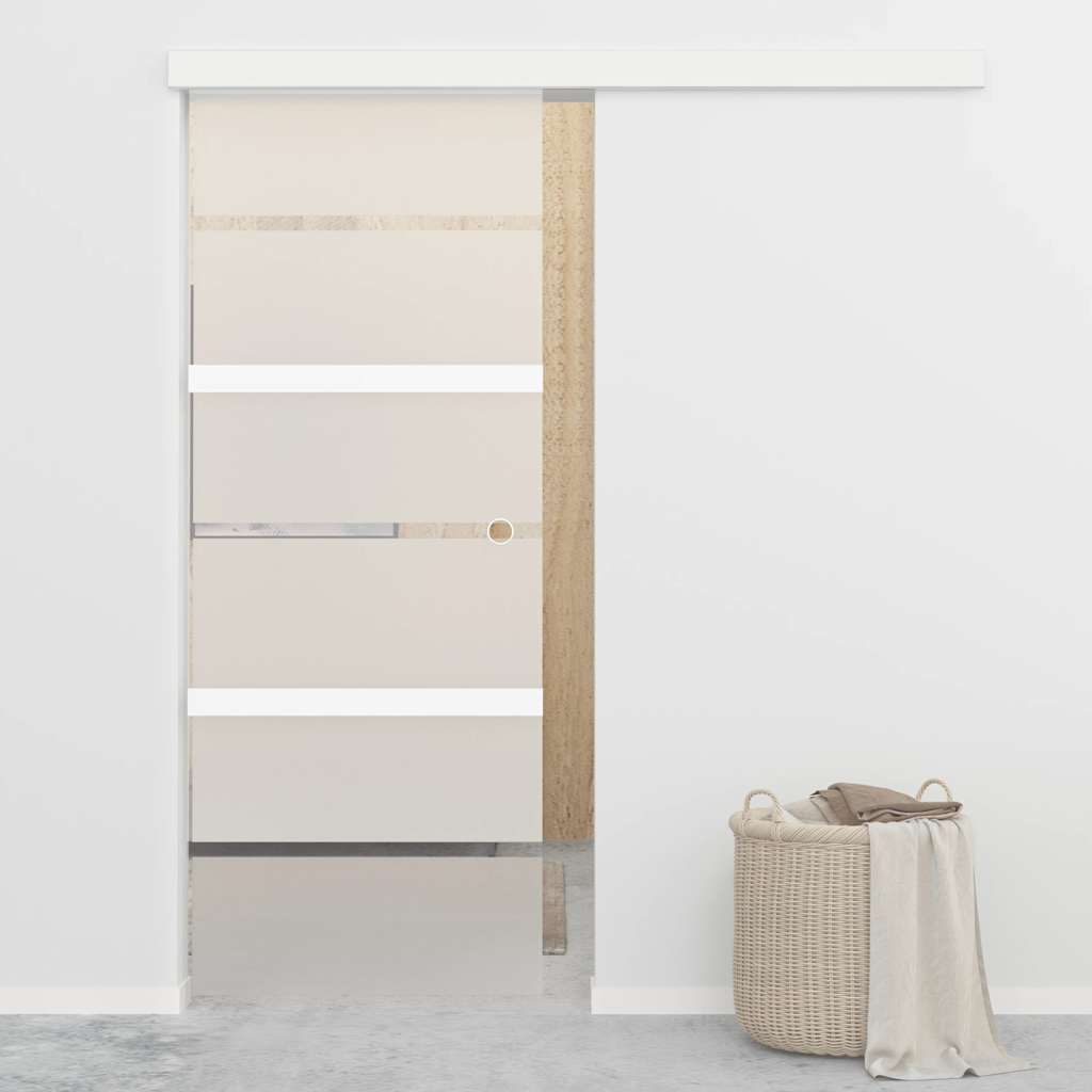 skydedør 76x212 cm hærdet glas og aluminium sølvfarvet