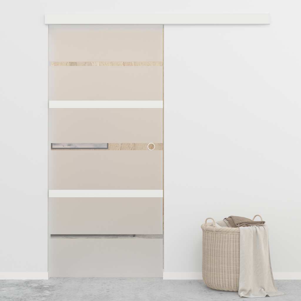 skydedør 90x205 cm hærdet glas og aluminium sølvfarvet