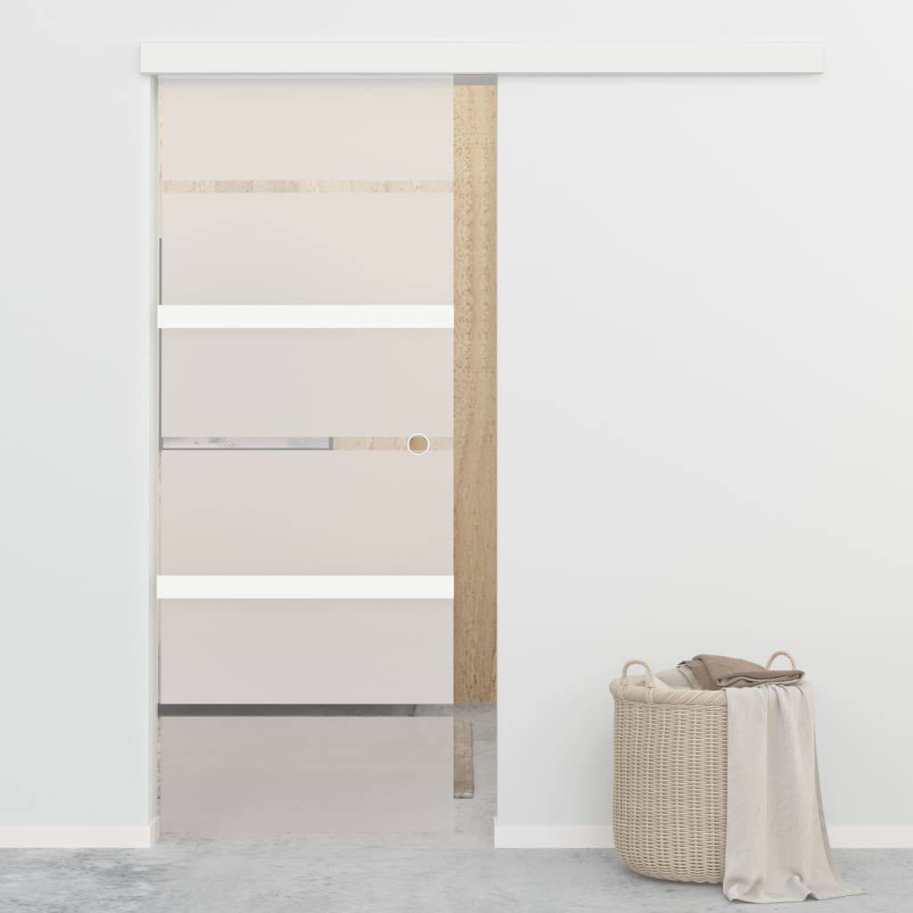skydedør med bløde stop 76x205 cm hærdet glas og aluminium