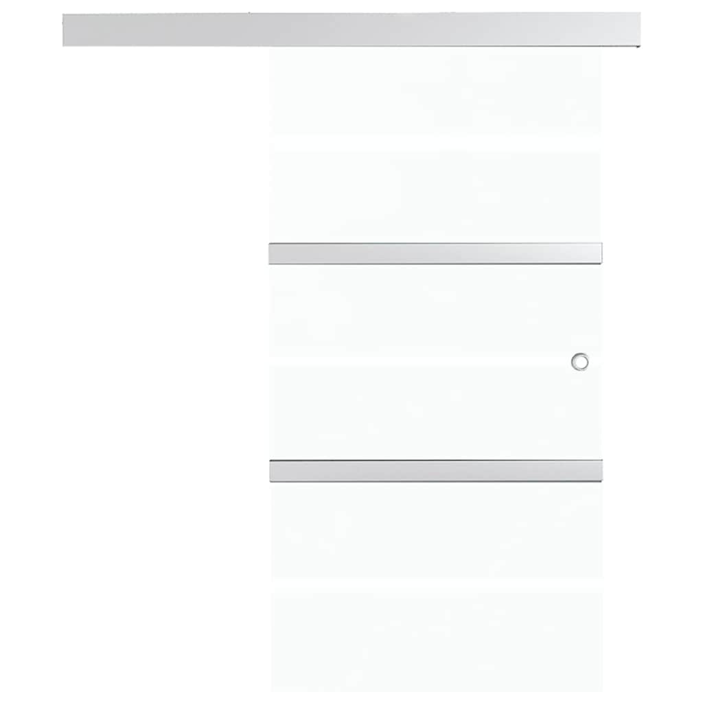 skydedør med bløde stop 90x205 cm hærdet glas og aluminium sølv