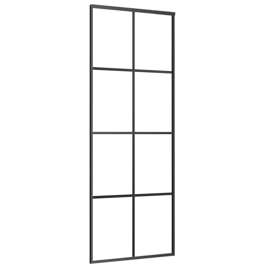 skydedør 76x205 cm aluminium og sikkerhedsglas sort