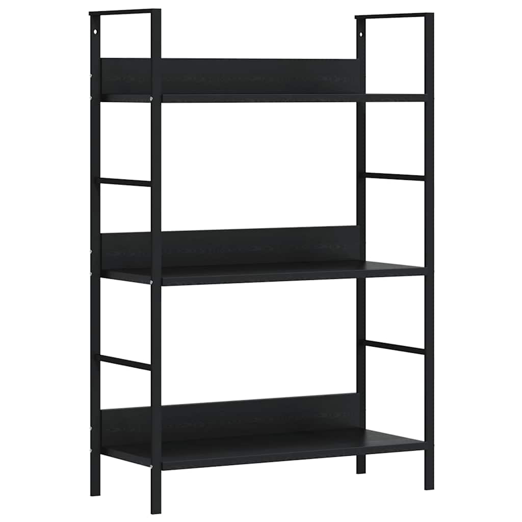 bogreol 60x27,6x90,5 cm 3 hylder konstrueret træ sort