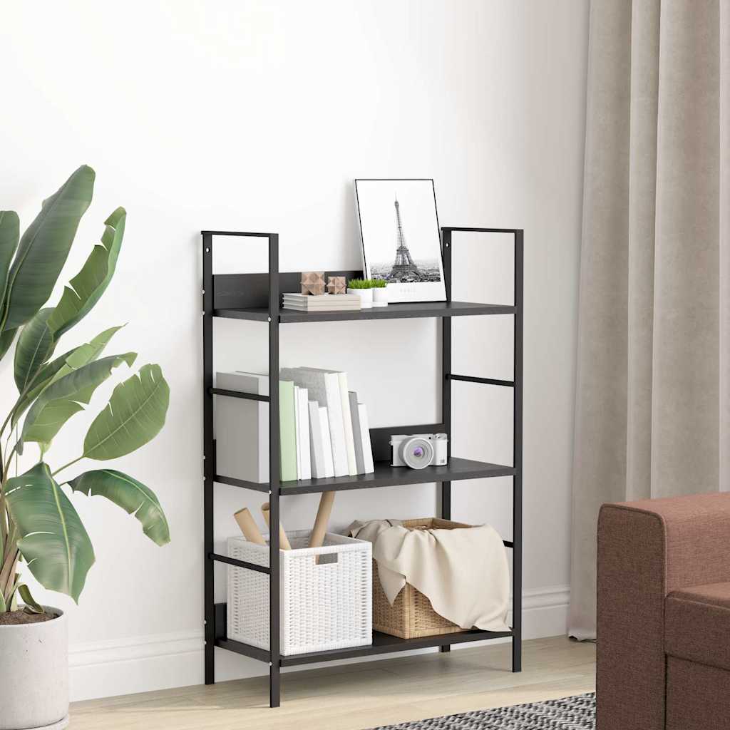 bogreol 60x27,6x90,5 cm 3 hylder konstrueret træ sort