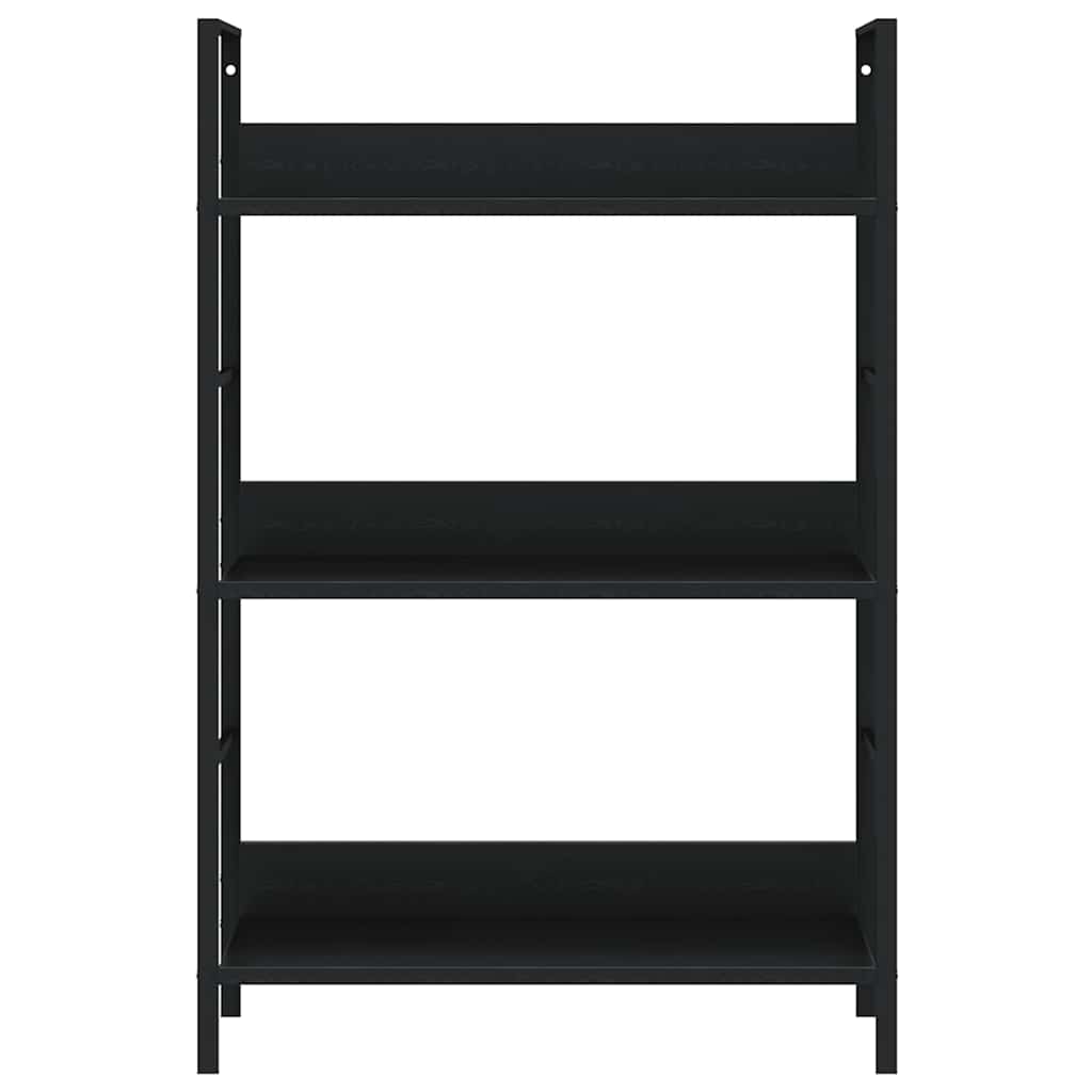 bogreol 60x27,6x90,5 cm 3 hylder konstrueret træ sort