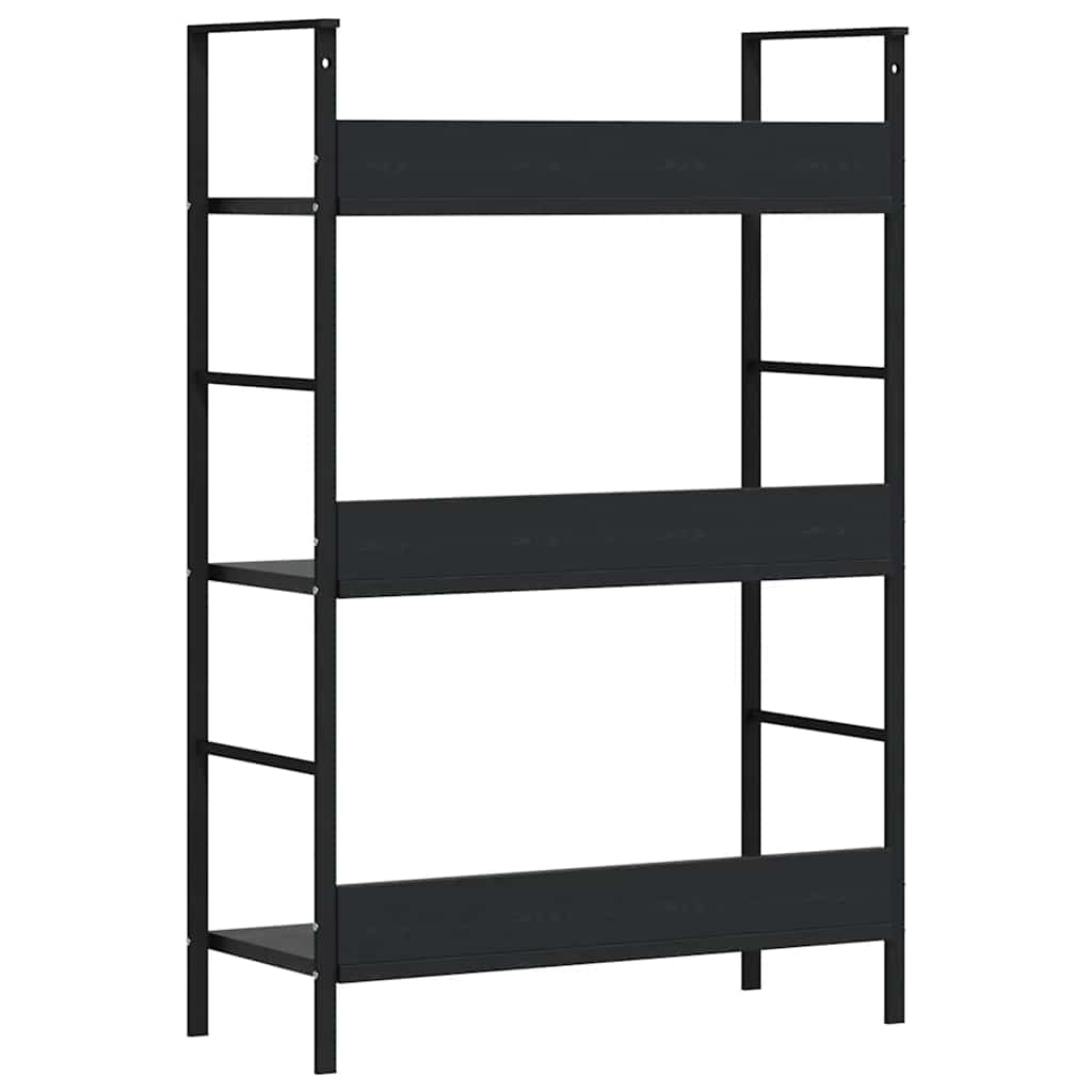 bogreol 60x27,6x90,5 cm 3 hylder konstrueret træ sort