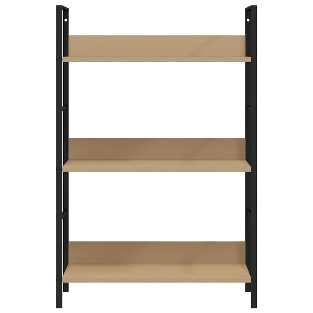 bogreol med 3 hylder 60x27,6x90,5 cm konstrueret træ egetræ