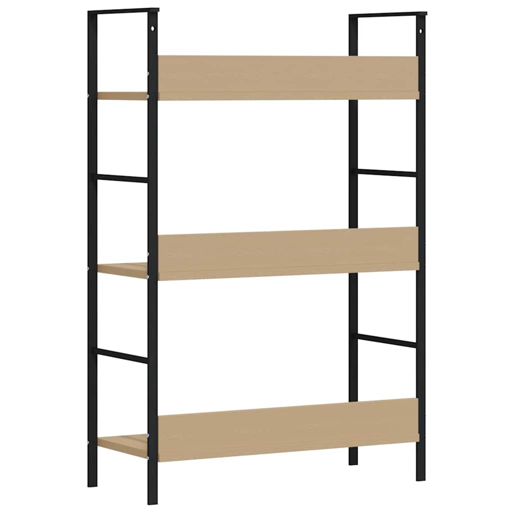bogreol med 3 hylder 60x27,6x90,5 cm konstrueret træ egetræ