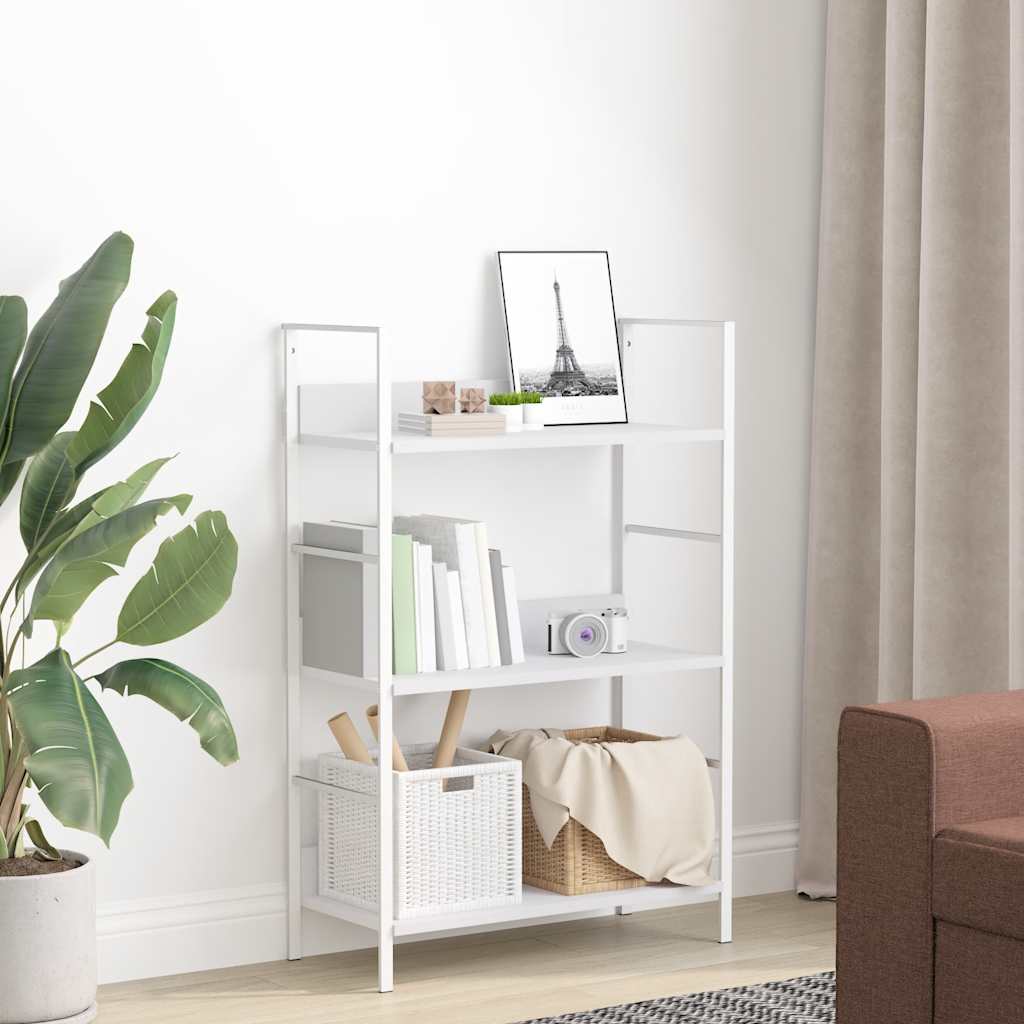 bogreol med 3 hylder 60x27,6x90,5 cm konstrueret træ hvid