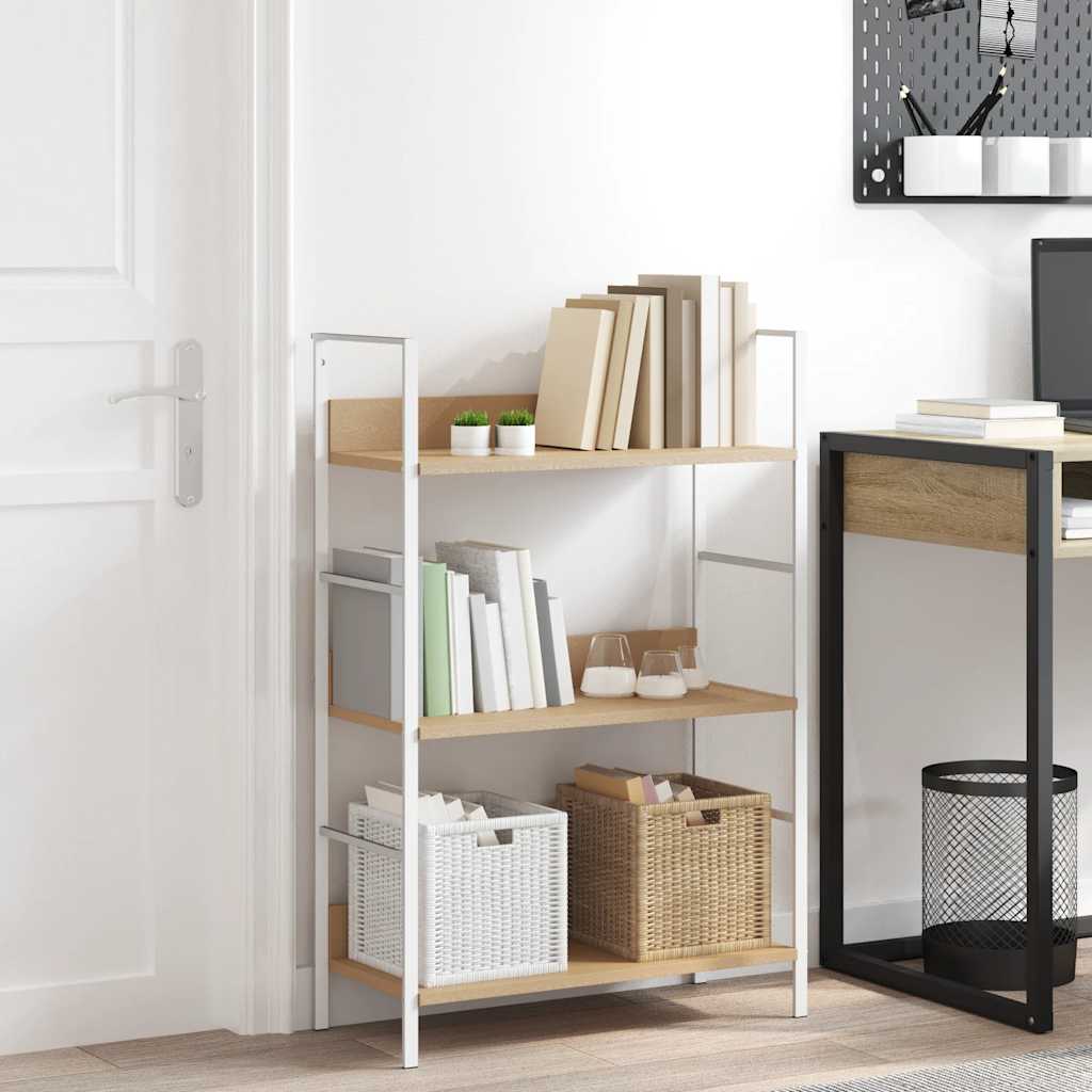 bogreol 60x27,6x90,5 cm 3 hylder konstrueret træ egetræsfarve