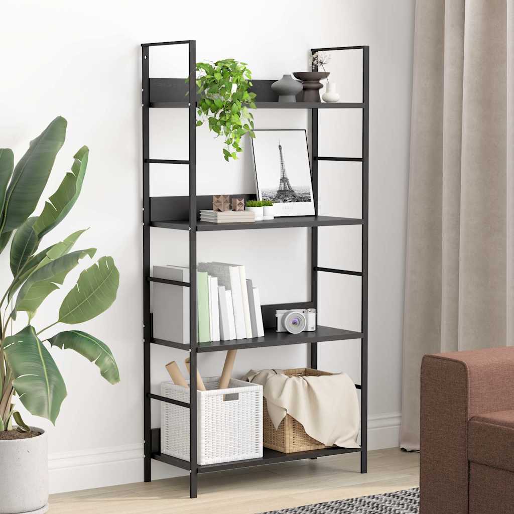 bogreol med 4 hylder 60x27,6x124,5 cm konstrueret træ sort