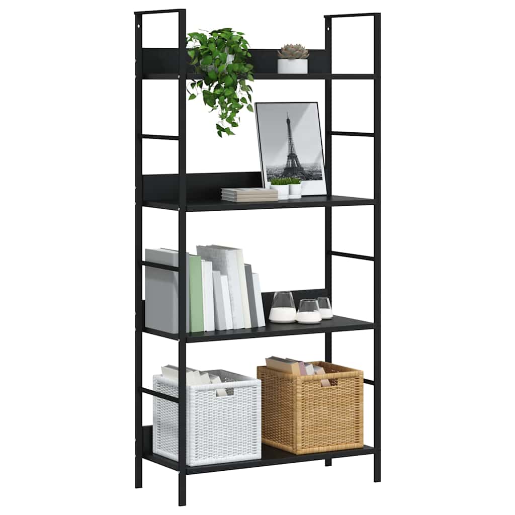 bogreol med 4 hylder 60x27,6x124,5 cm konstrueret træ sort