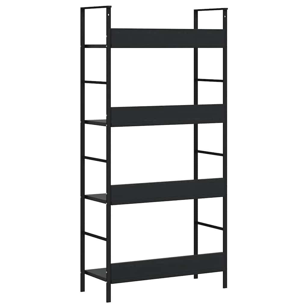 bogreol med 4 hylder 60x27,6x124,5 cm konstrueret træ sort