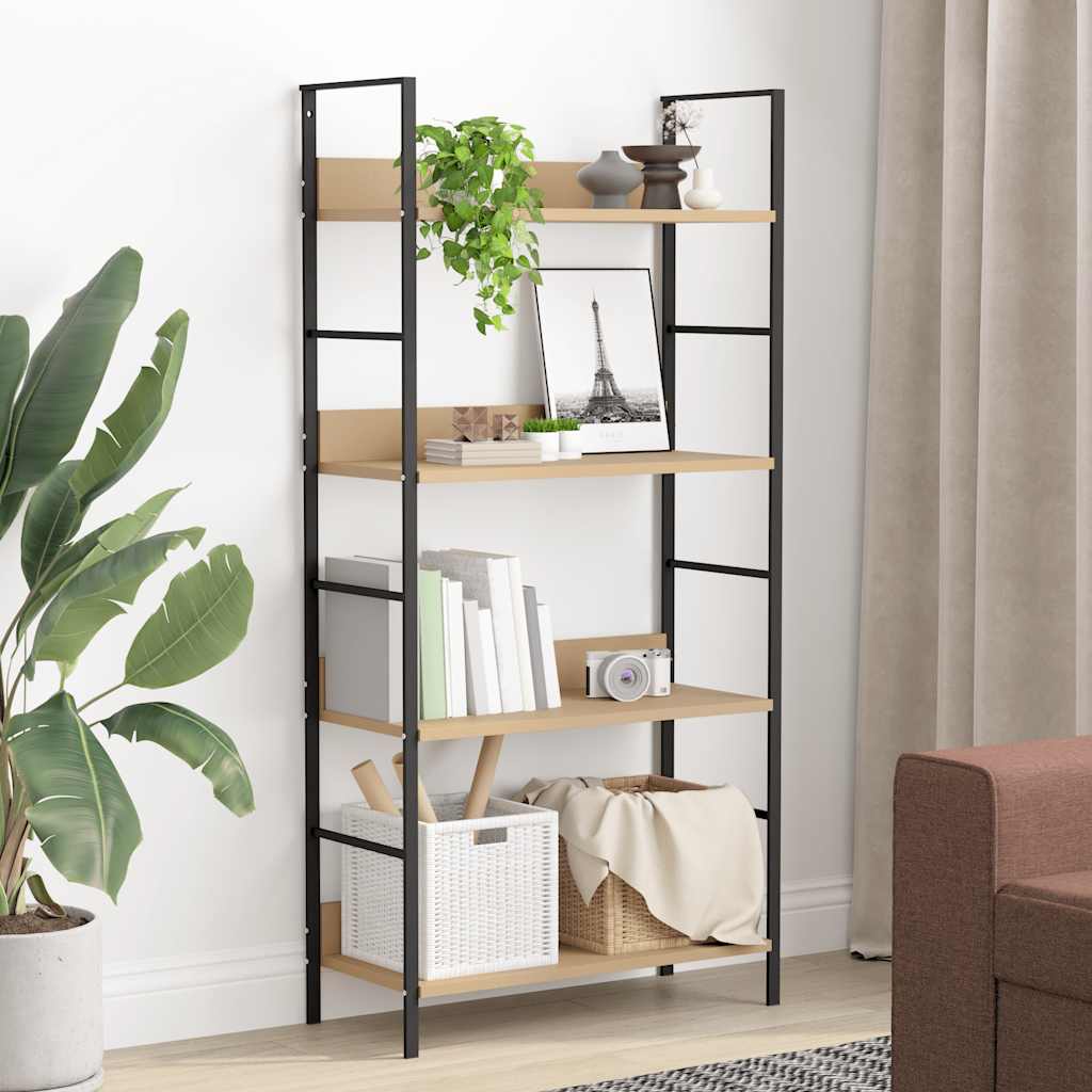bogreol 60x27,6x124,5 cm 4 hylder konstrueret træ egetræsfarve