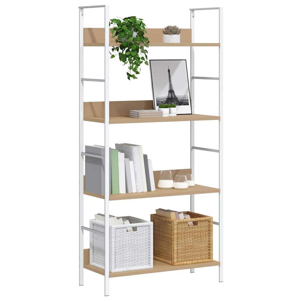 bogreol 60x27,6x124,5 cm 4 hylder konstrueret træ egetræsfarve