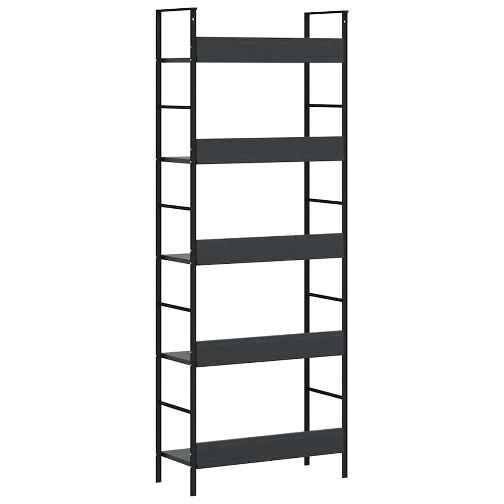 bogreol med 5 hylder 60x27,6x158,5 cm konstrueret træ sort