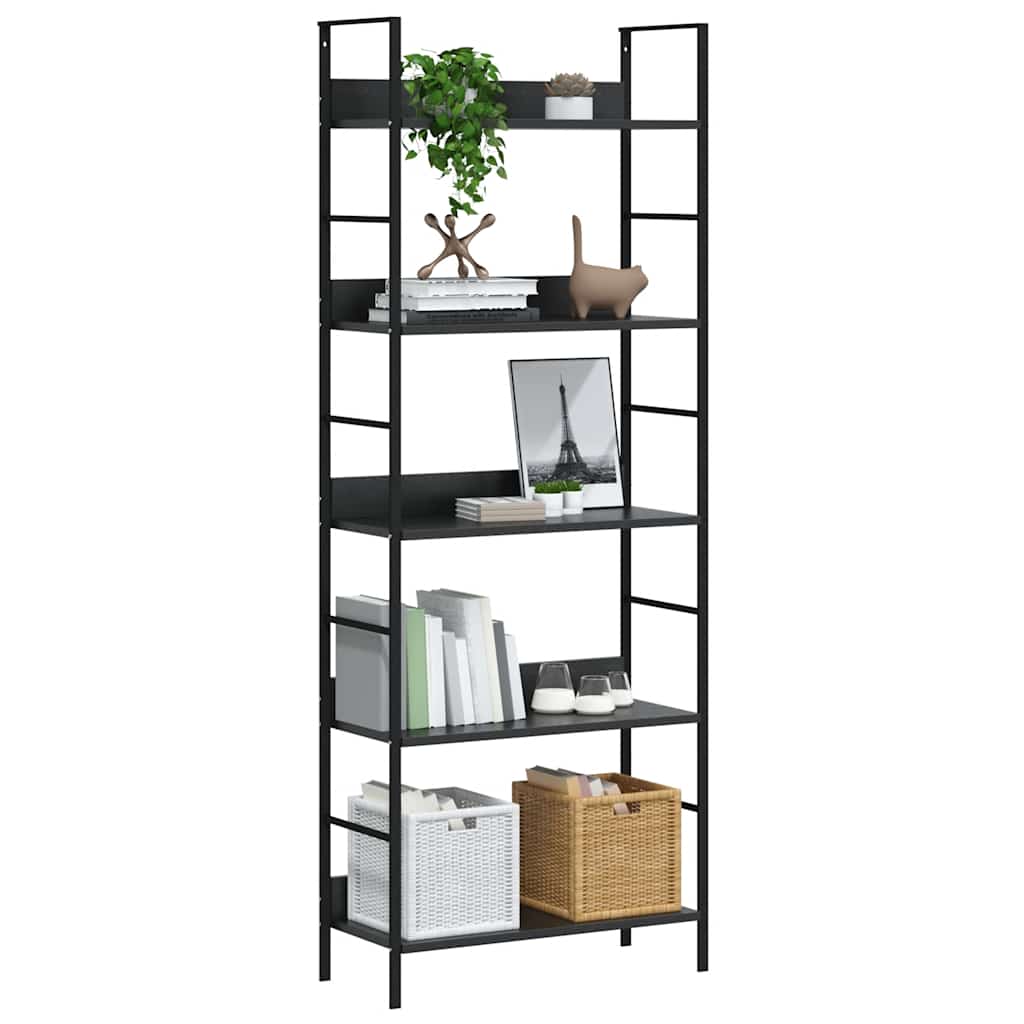 bogreol med 5 hylder 60x27,6x158,5 cm konstrueret træ sort