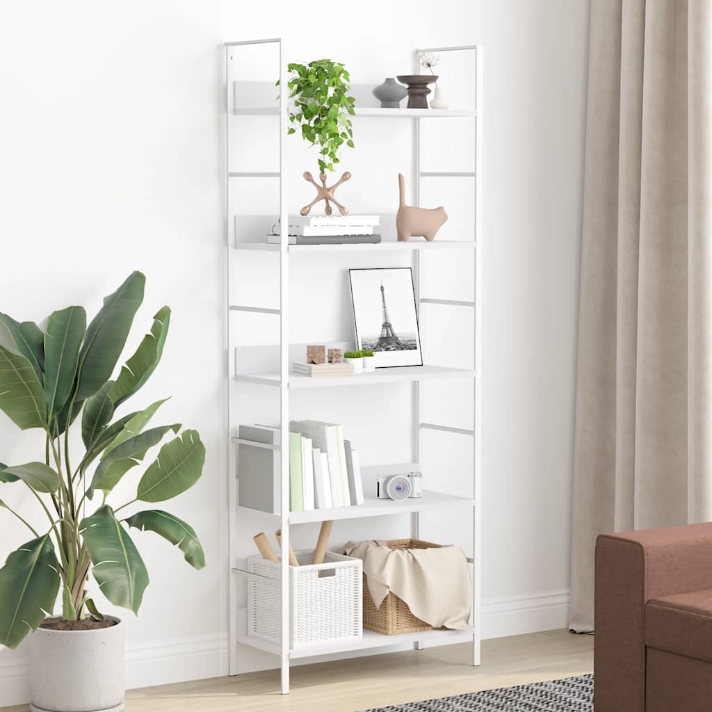 bogreol med 5 hylder 60x27,6x158,5 cm konstrueret træ hvid