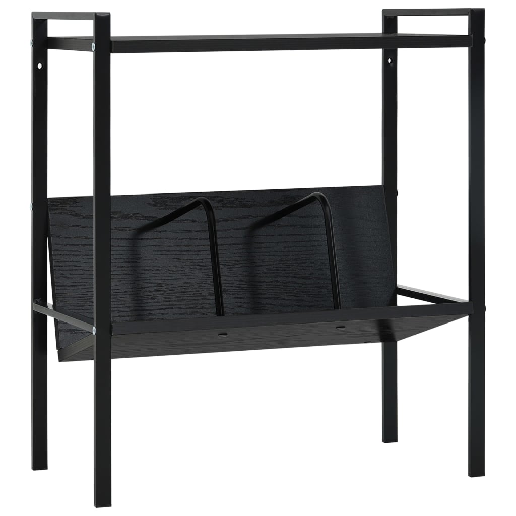bogreol med 2 hylder 52x28x59 cm konstrueret træ sort