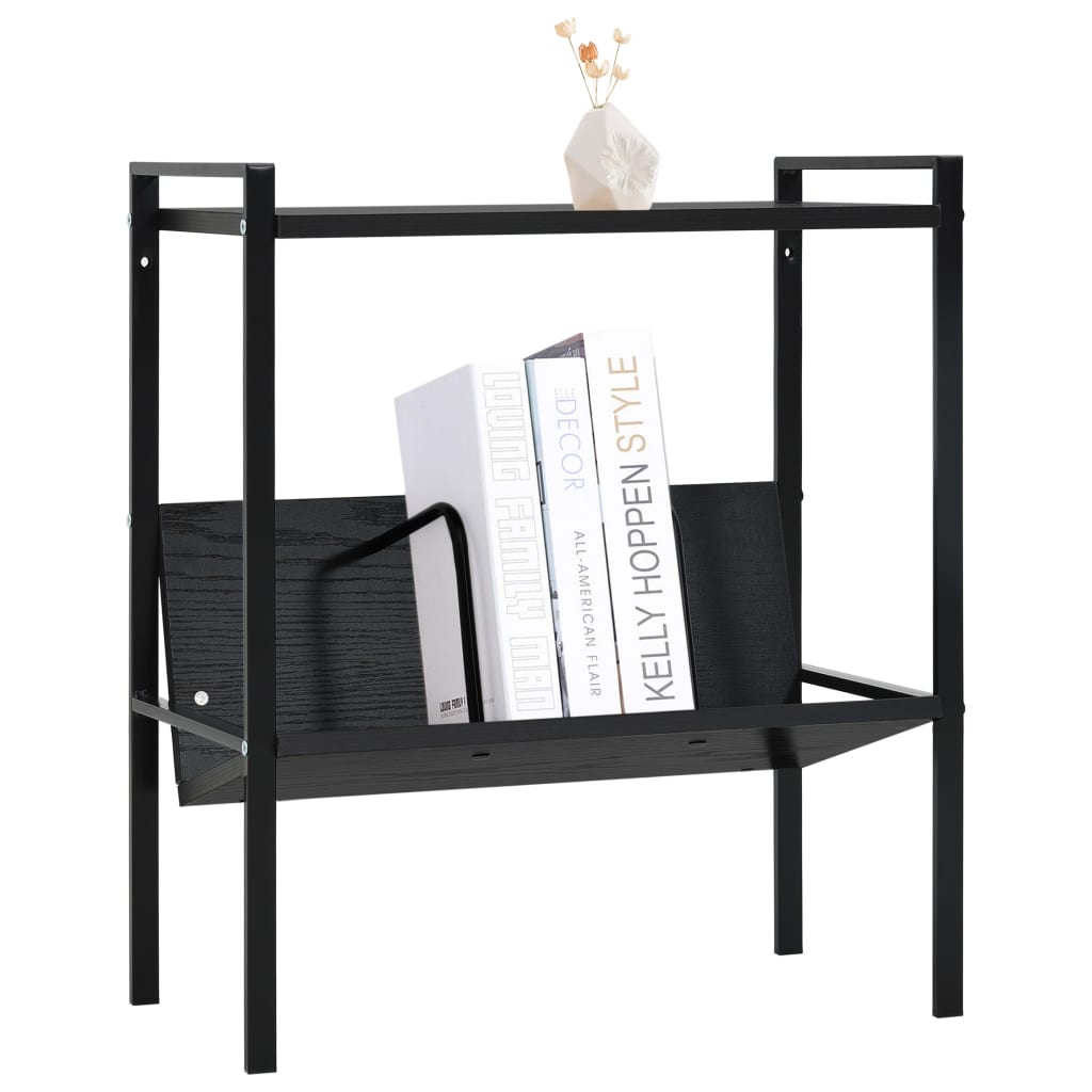 bogreol med 2 hylder 52x28x59 cm konstrueret træ sort