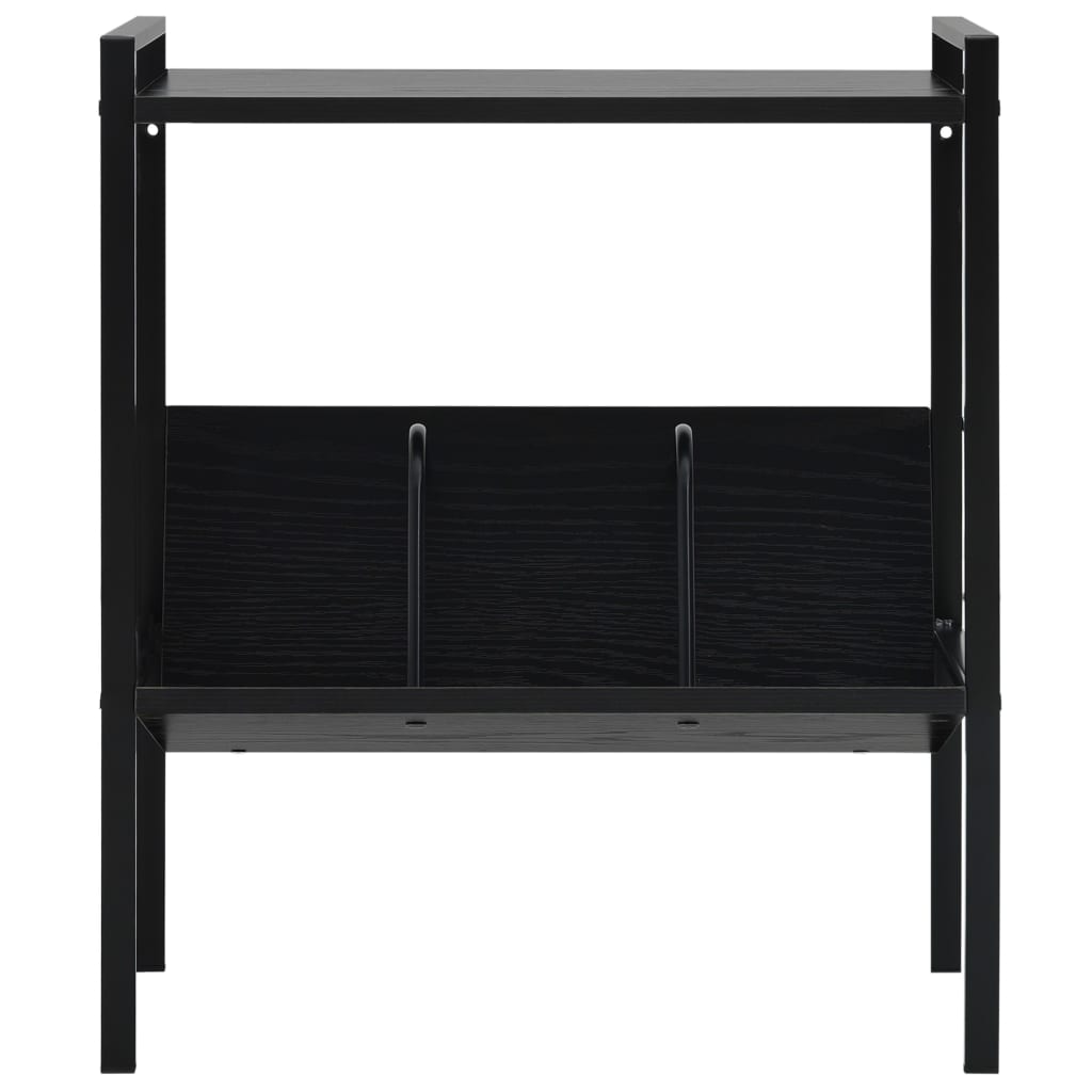 bogreol med 2 hylder 52x28x59 cm konstrueret træ sort