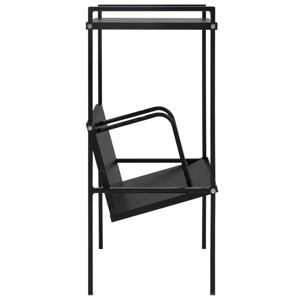 bogreol med 2 hylder 52x28x59 cm konstrueret træ sort