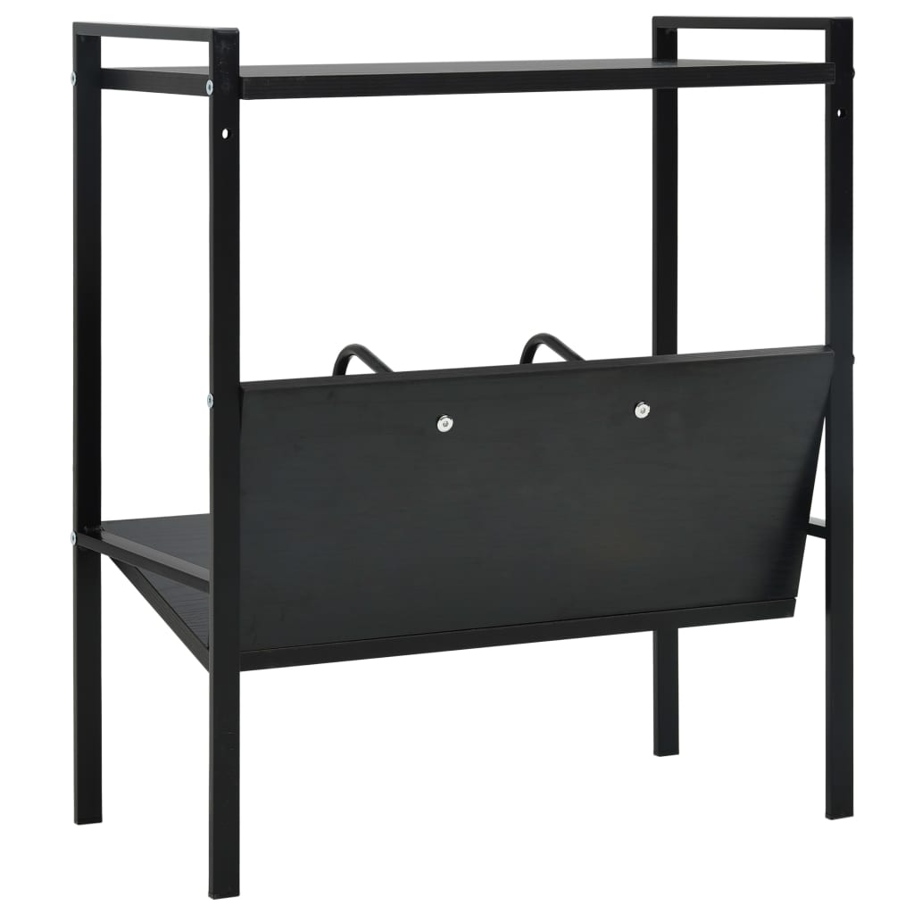 bogreol med 2 hylder 52x28x59 cm konstrueret træ sort