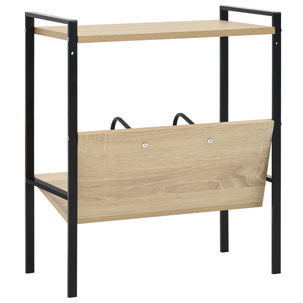 bogreol med 2 hylder 52x28x59 cm konstrueret træ sort og egetræ