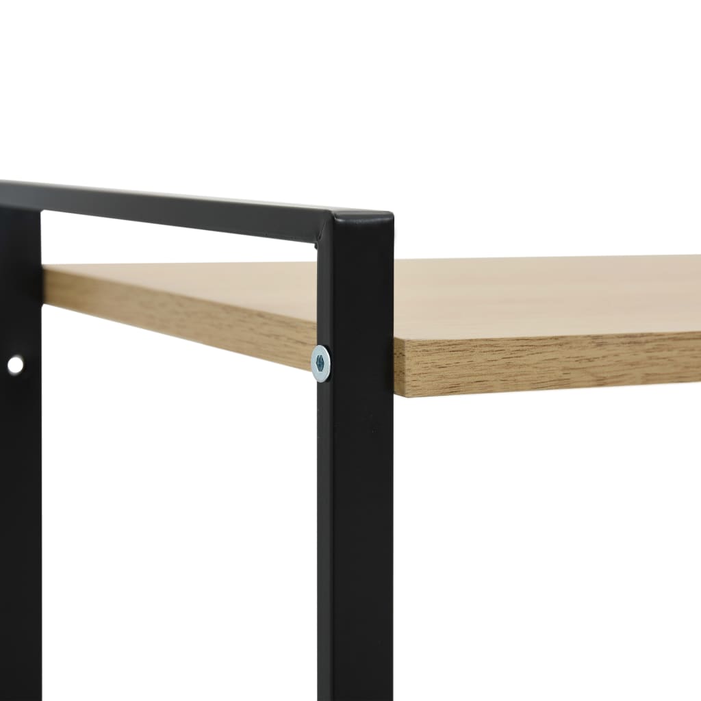 bogreol med 2 hylder 52x28x59 cm konstrueret træ sort og egetræ