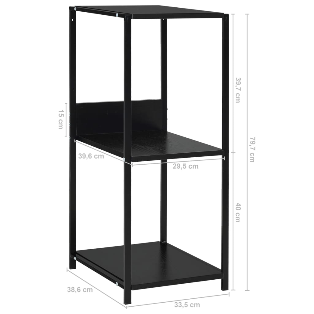 lille bogreol 33,5x39,6x79,7 cm konstrueret træ sort