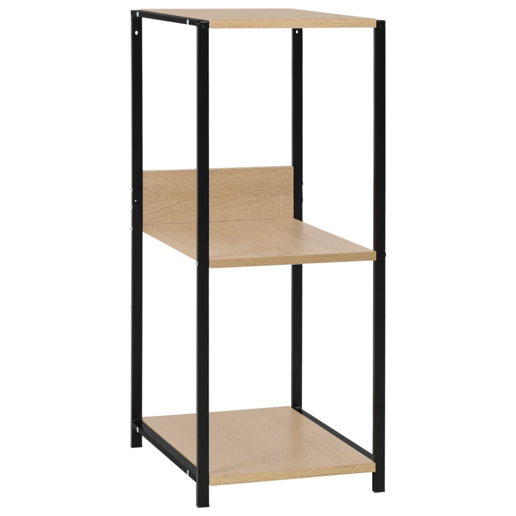 bogreol 33,5x39,6x79,7 cm konstrueret træ sort og egetræsfarve