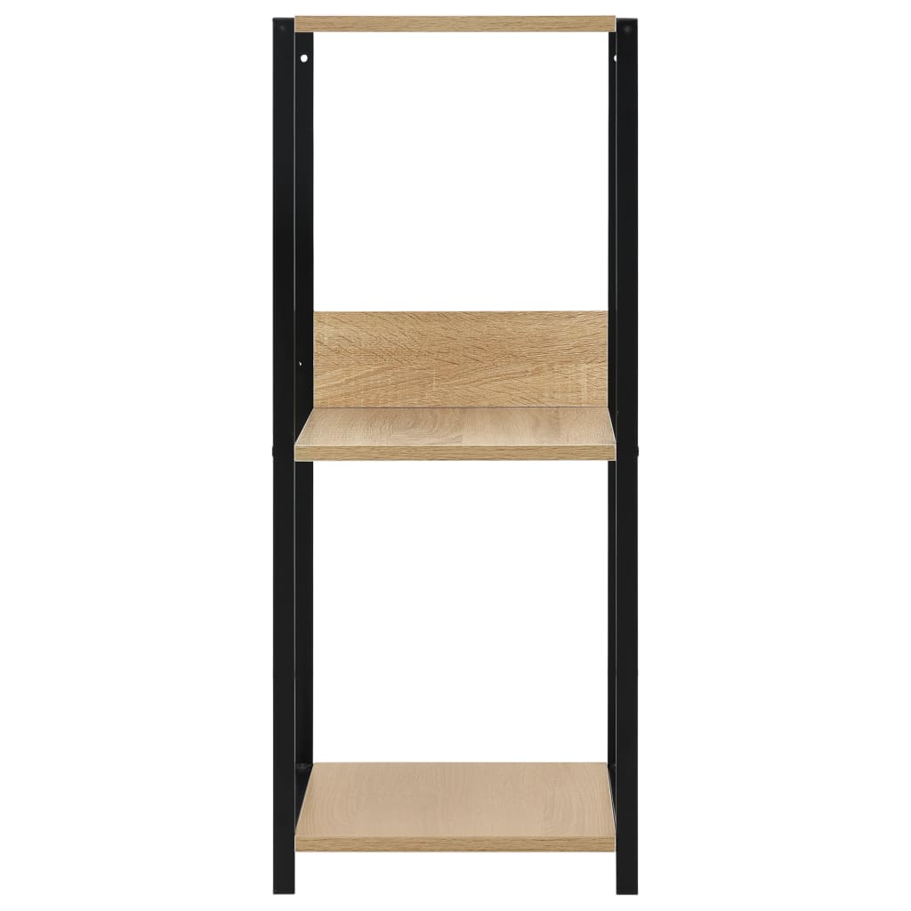 bogreol 33,5x39,6x79,7 cm konstrueret træ sort og egetræsfarve