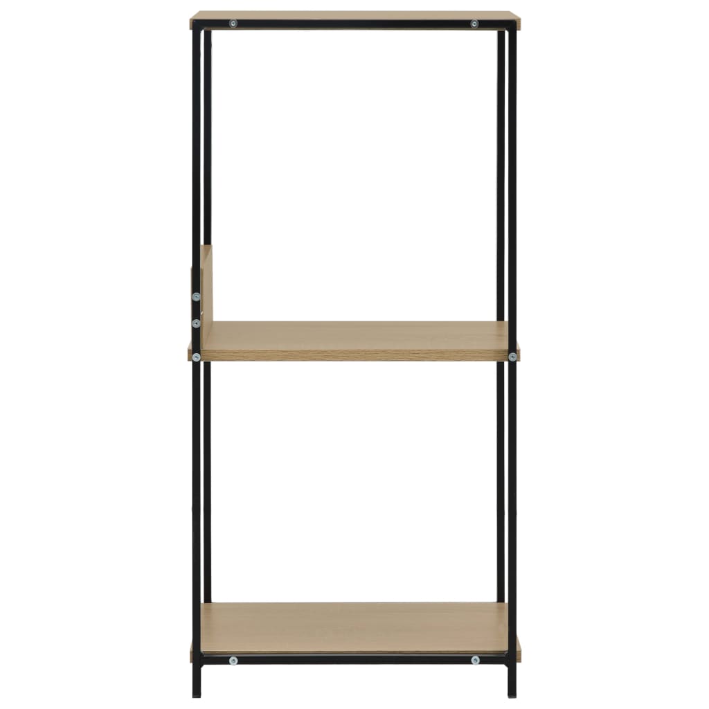 bogreol 33,5x39,6x79,7 cm konstrueret træ sort og egetræsfarve