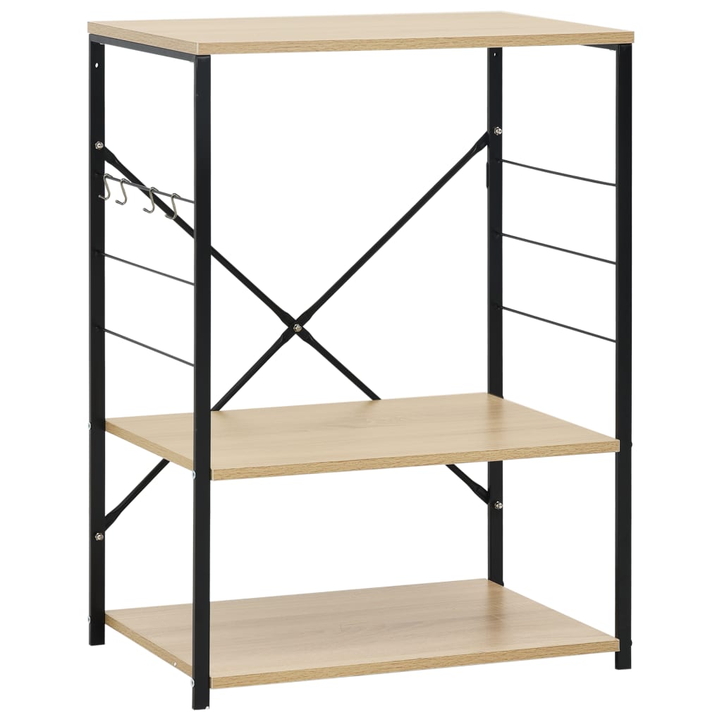 køkkenreol til mikroovn 60x39,6x79,5 cm konstrueret træ sort/eg