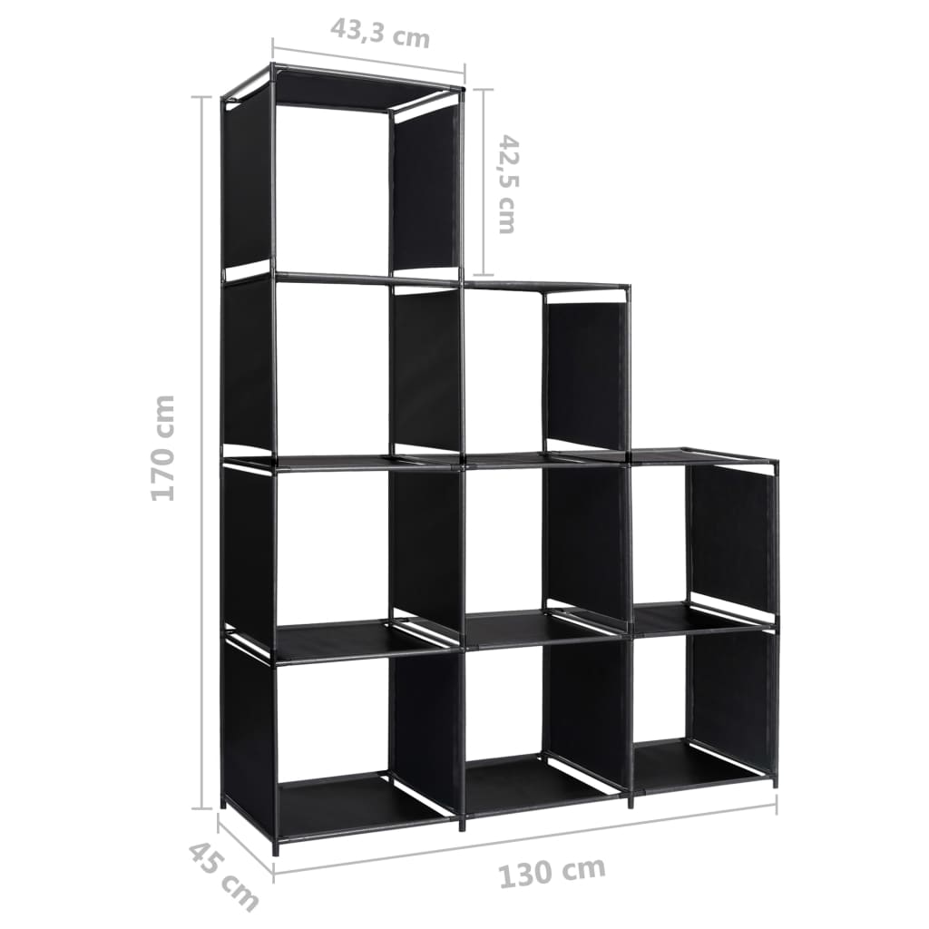displayreol trappeformet 130x45x170 cm stof