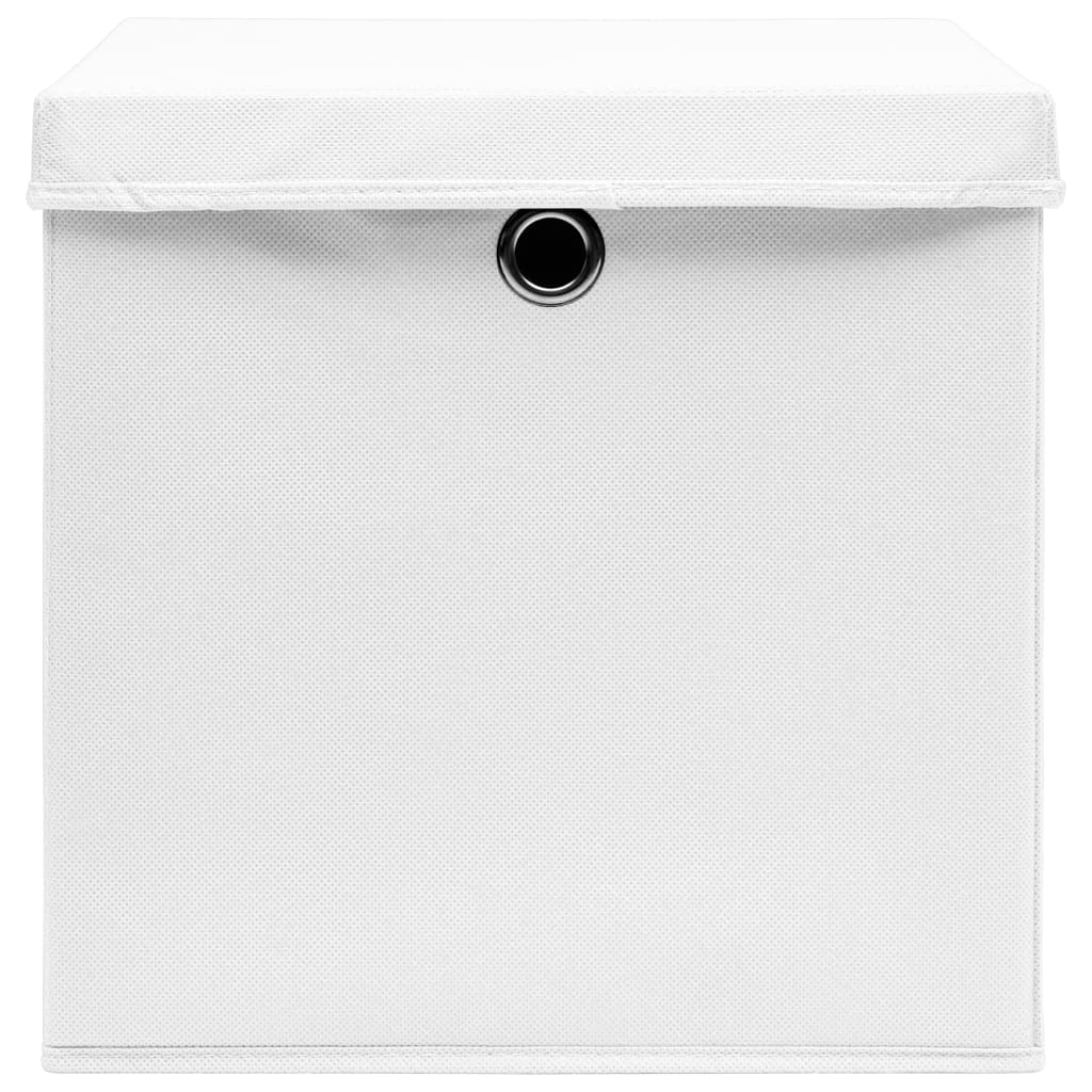 opbevaringskasser med låg 10 stk. 32x32x32 stof hvid