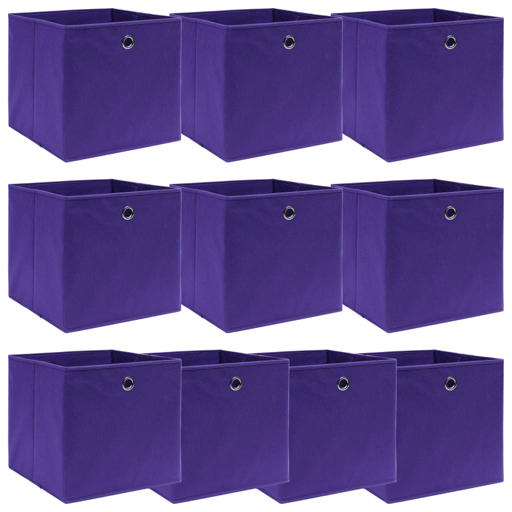 opbevaringskasser 10 stk. 32x32x32 stof lilla