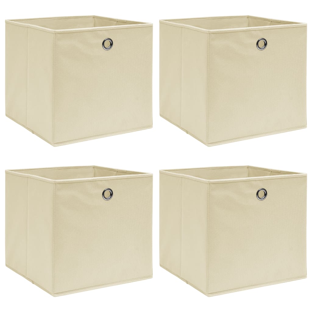 opbevaringskasser 4 stk. 32x32x32 stof cremefarvet