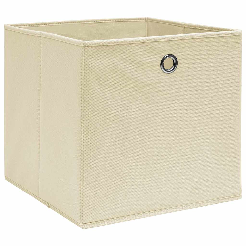 opbevaringskasser 10 stk. 32x32x32 stof cremefarvet