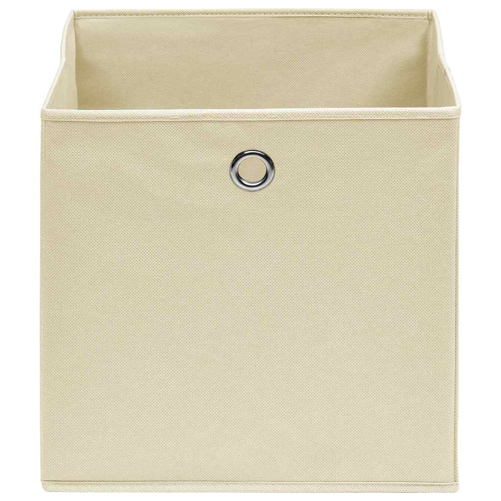 opbevaringskasser 10 stk. 32x32x32 stof cremefarvet
