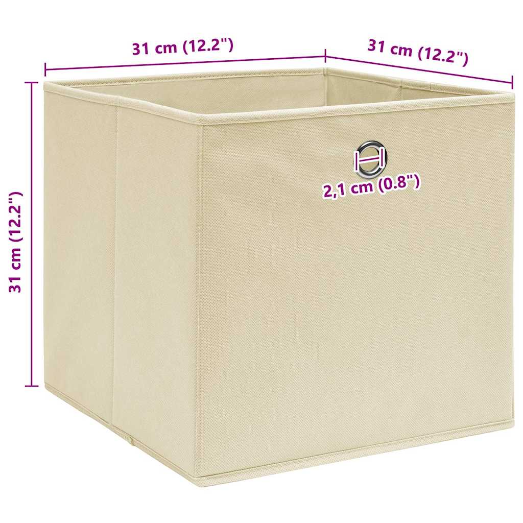 opbevaringskasser 10 stk. 32x32x32 stof cremefarvet