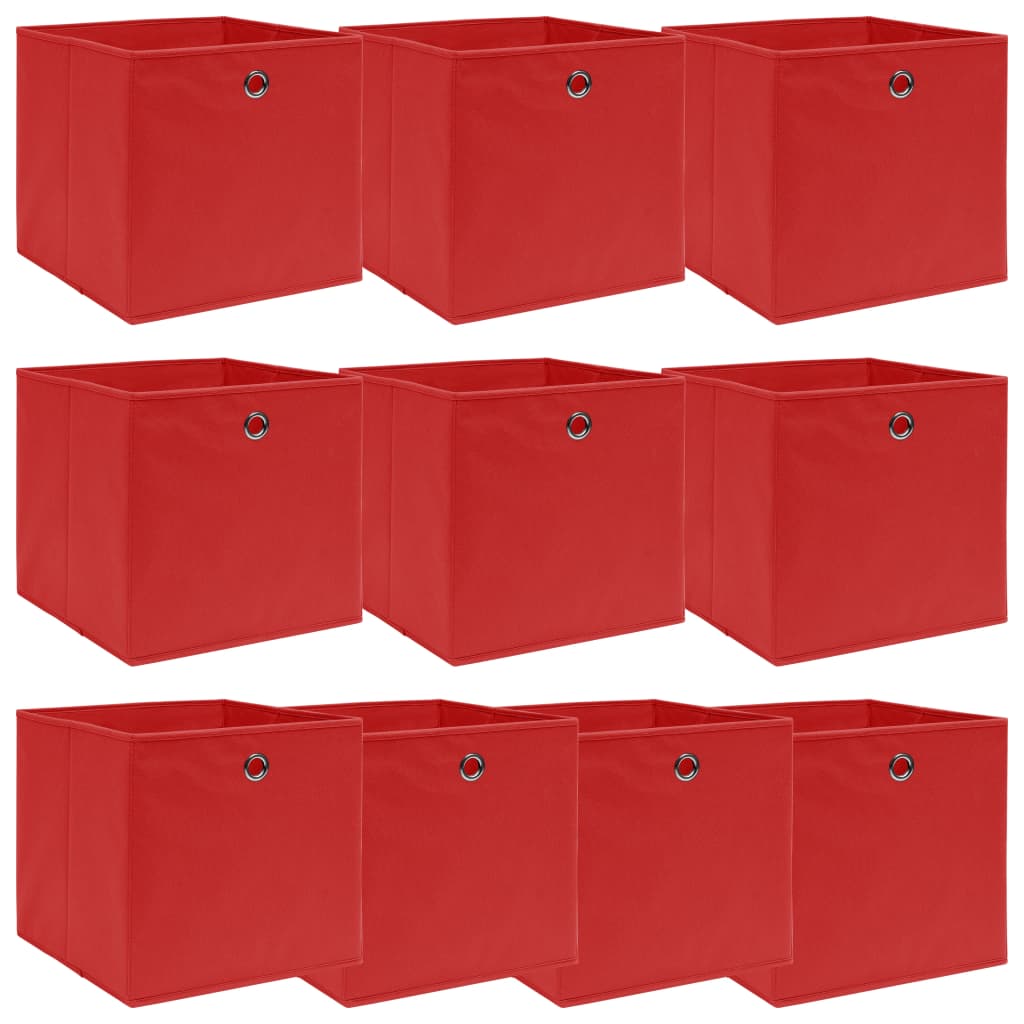 opbevaringskasser 10 stk. 32x32x32 stof rød